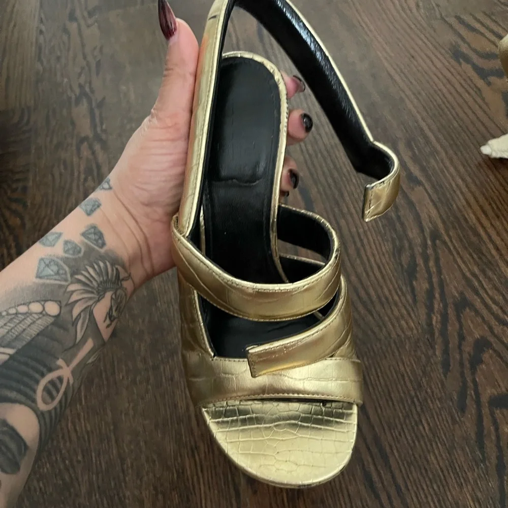 Givenchy Gold Croc-Embossed Heels - Picture 8 of 11